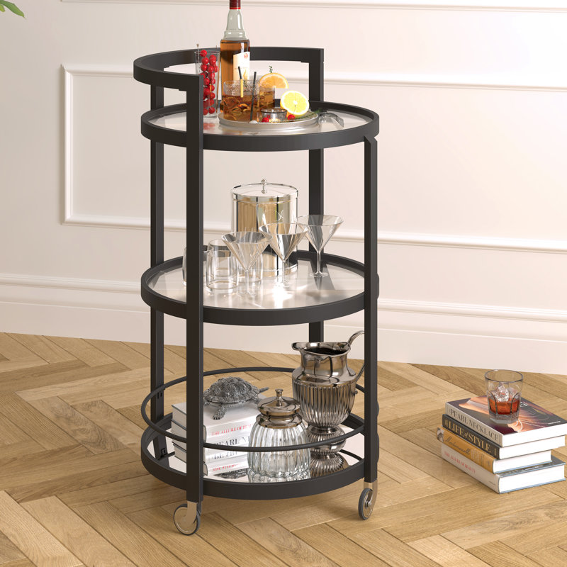 Ebern Designs Willem Mirrored Bar Cart & Reviews Wayfair